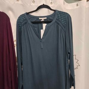 Daniel Rainn Deep Teal Blouse with Shoulder Details